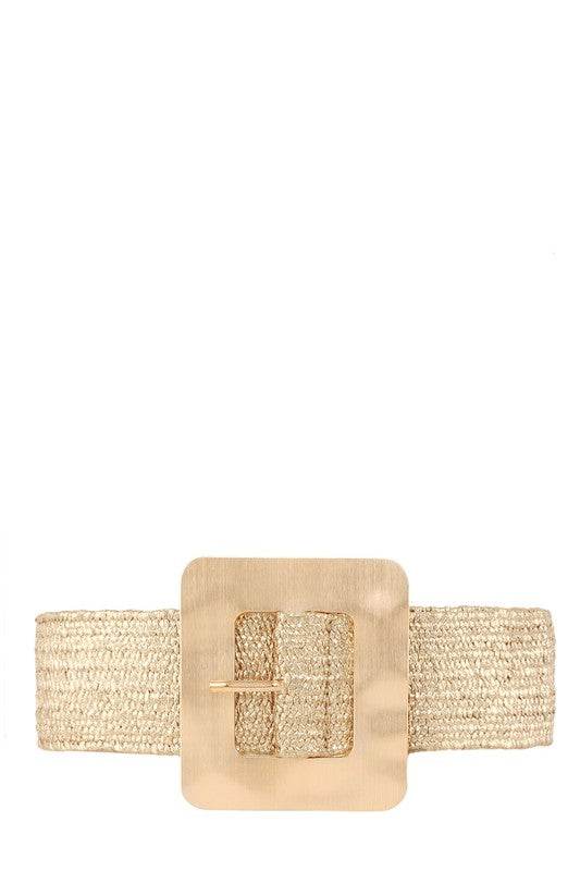 Metal Square Buckle Straw Elastic Belt - Shop Style & More | Fresh Looks, Everyday Deals & Free Shipping