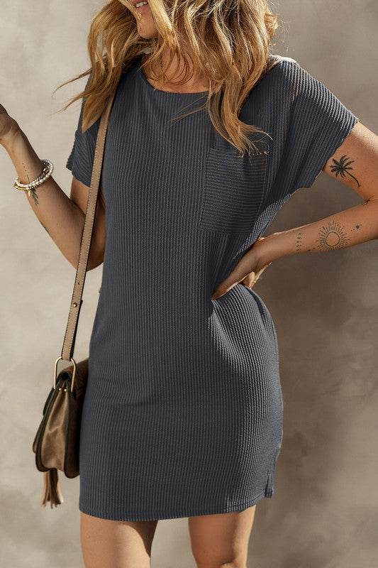 Women Striped Ribbed Knit T-shirt Shift Dress - Shop Style & More | Fresh Looks, Everyday Deals & Free Shipping