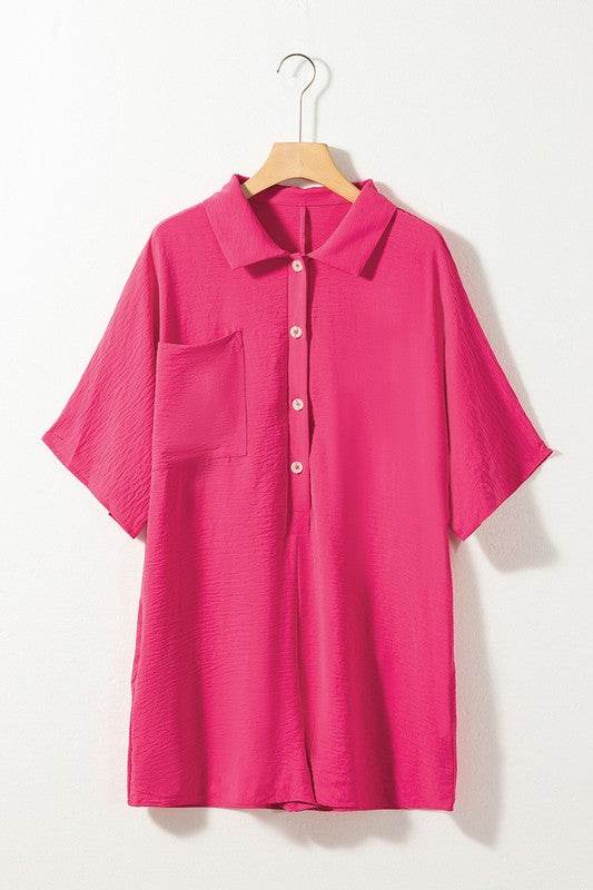 Women Half Button Collared Loose Romper - Shop Style & More | Fresh Looks, Everyday Deals & Free Shipping