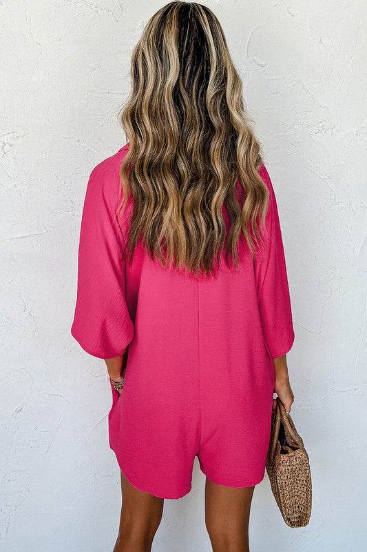 Women Half Button Collared Loose Romper - Shop Style & More | Fresh Looks, Everyday Deals & Free Shipping