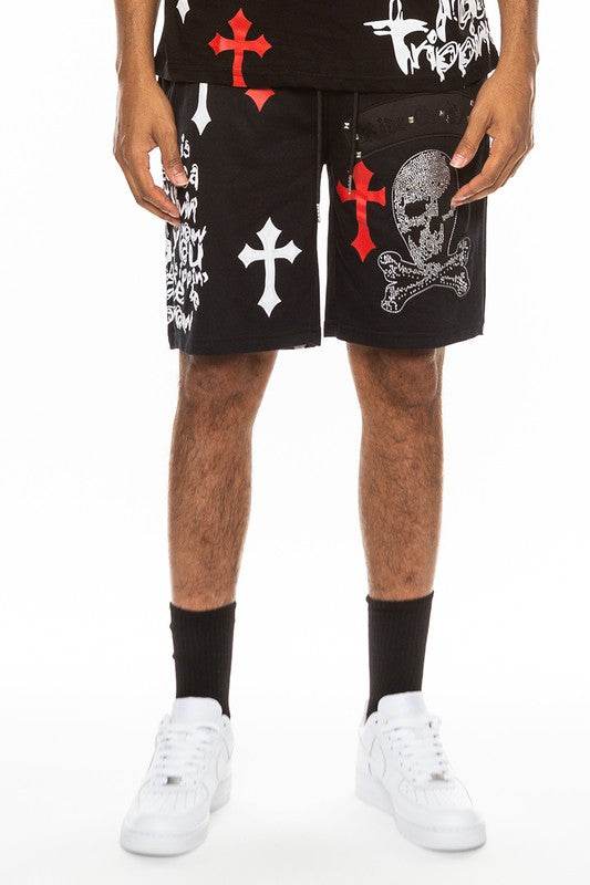 Weiv Mens Chrome Cross Skull Shorts - Shop Style & More | Fresh Looks, Everyday Deals & Free Shipping
