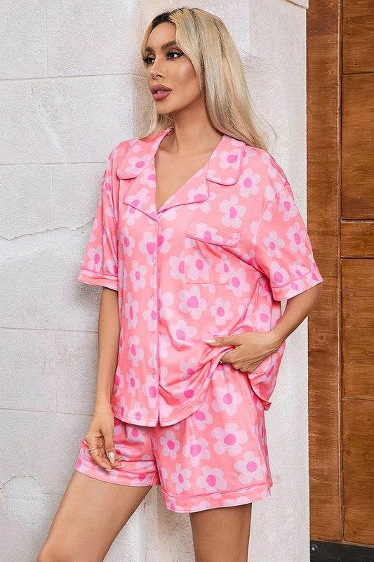 Women Flower Print Short Sleeve Shirt Pajamas Set - Shop Style & More | Fresh Looks, Everyday Deals & Free Shipping