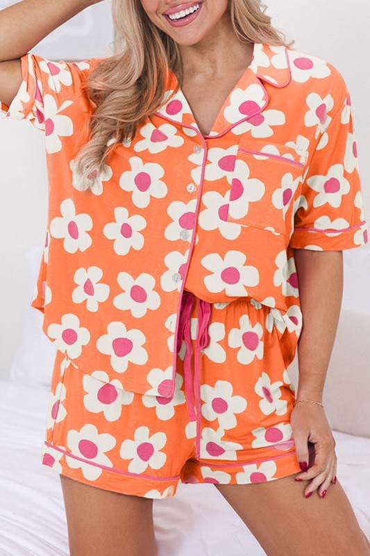 Women Flower Print Short Sleeve Shirt Pajamas Set - Shop Style & More | Fresh Looks, Everyday Deals & Free Shipping