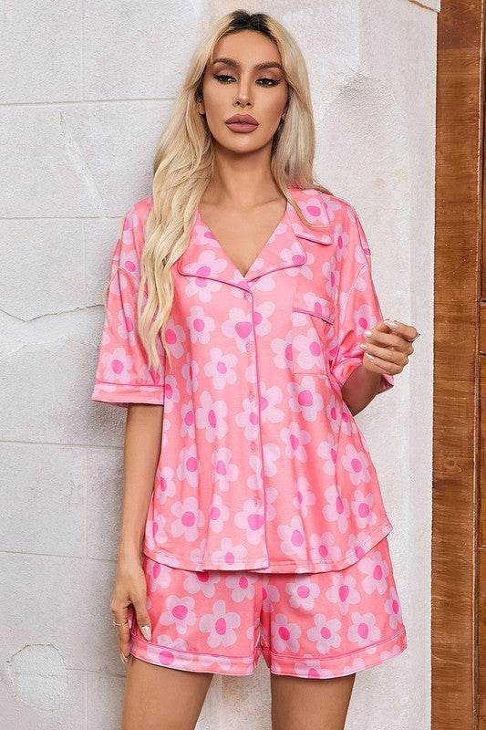 Women Flower Print Short Sleeve Shirt Pajamas Set - Shop Style & More | Fresh Looks, Everyday Deals & Free Shipping