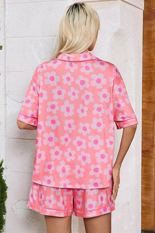 Women Flower Print Short Sleeve Shirt Pajamas Set - Shop Style & More | Fresh Looks, Everyday Deals & Free Shipping