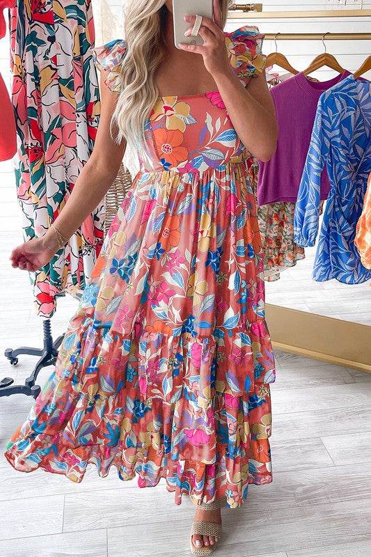 Women Print Sleeveless Ruffle Tiered Maxi Dress - Shop Style & More | Fresh Looks, Everyday Deals & Free Shipping