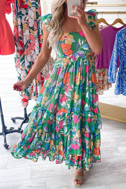 Women Print Sleeveless Ruffle Tiered Maxi Dress - Shop Style & More | Fresh Looks, Everyday Deals & Free Shipping