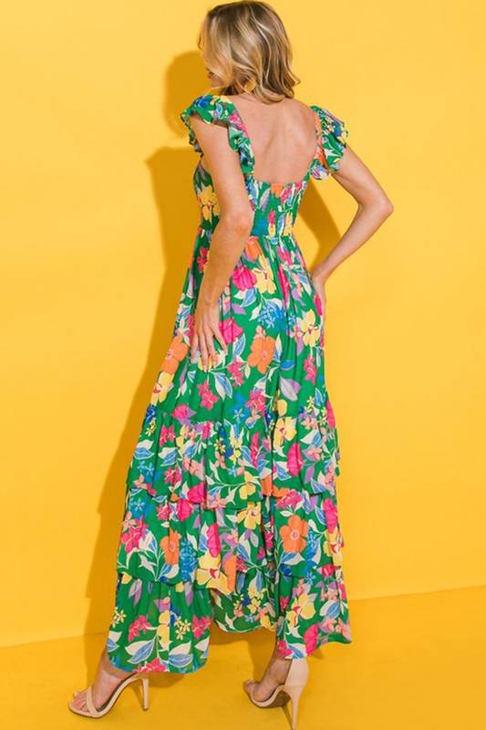Women Print Sleeveless Ruffle Tiered Maxi Dress - Shop Style & More | Fresh Looks, Everyday Deals & Free Shipping
