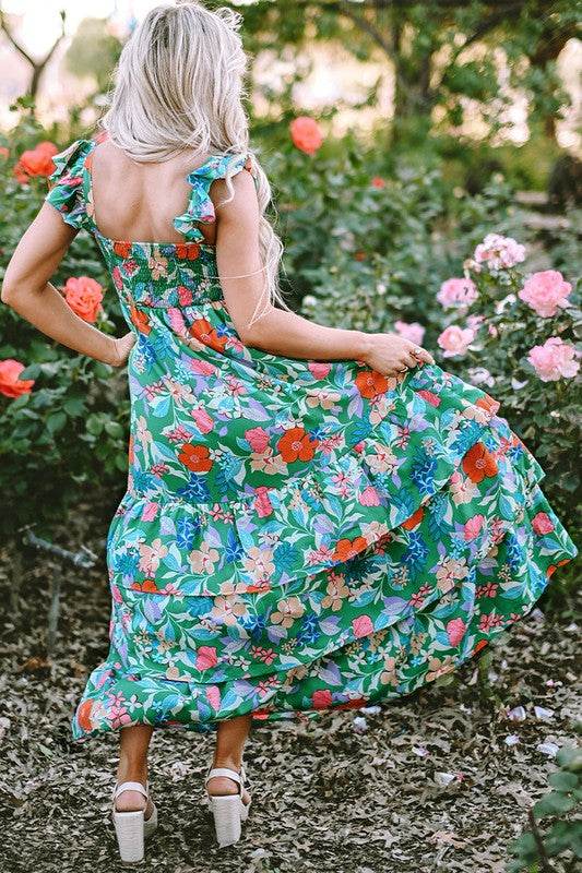 Women Print Sleeveless Ruffle Tiered Maxi Dress - Shop Style & More | Fresh Looks, Everyday Deals & Free Shipping