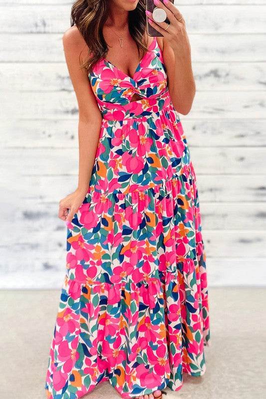 Women Twisted Smocked Back Tiered Maxi Dress - Shop Style & More | Fresh Looks, Everyday Deals & Free Shipping