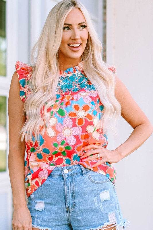 Women Detail Floral Print Ruffle Trim Tank Top - Shop Style & More | Fresh Looks, Everyday Deals & Free Shipping