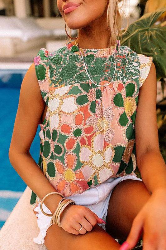 Women Detail Floral Print Ruffle Trim Tank Top - Shop Style & More | Fresh Looks, Everyday Deals & Free Shipping