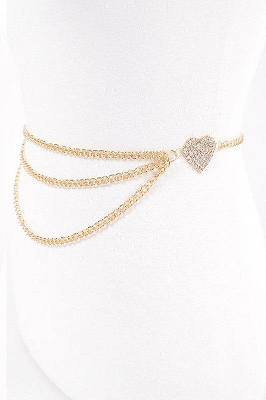 Rhinestone Heart Charm Layer Chain Belt - Shop Style & More | Fresh Looks, Everyday Deals & Free Shipping