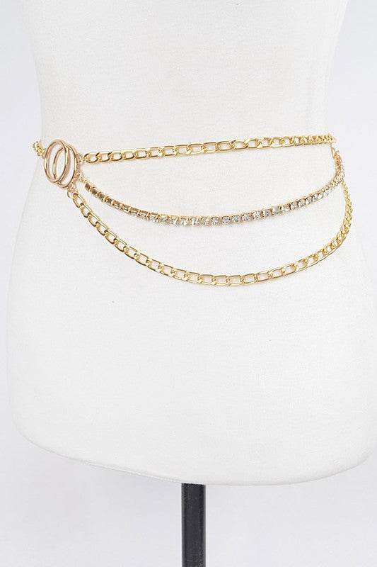 Iconic Rhinestone Mix Layered Chain Belt - Shop Style & More | Fresh Looks, Everyday Deals & Free Shipping