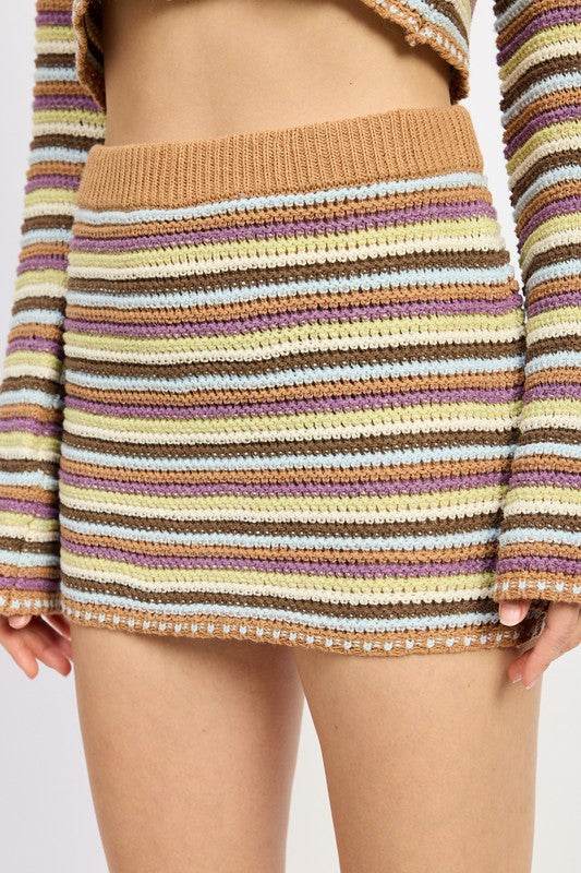 LOW RISE STRIPED CROCHET MINI SKIRT - Shop Style & More | Fresh Looks, Everyday Deals & Free Shipping