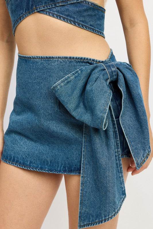 DENIM BOW DETAIL MINI SKIRT - Shop Style & More | Fresh Looks, Everyday Deals & Free Shipping