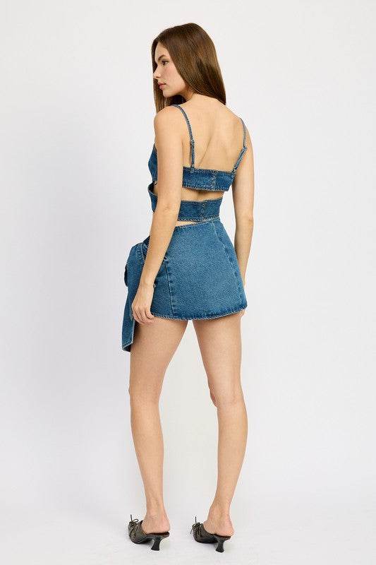 DENIM BOW DETAIL MINI SKIRT - Shop Style & More | Fresh Looks, Everyday Deals & Free Shipping