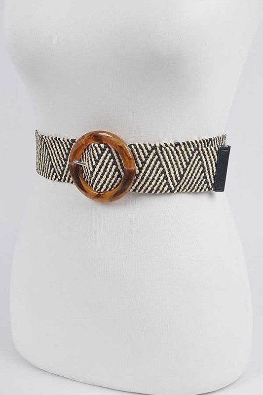 Resin Buckle Faux Straw Elastic Belt - Shop Style & More | Fresh Looks, Everyday Deals & Free Shipping