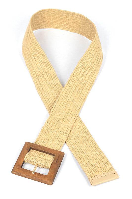 Wooden Buckle Elastic Faux Straw Fashion Belt - Shop Style & More | Fresh Looks, Everyday Deals & Free Shipping