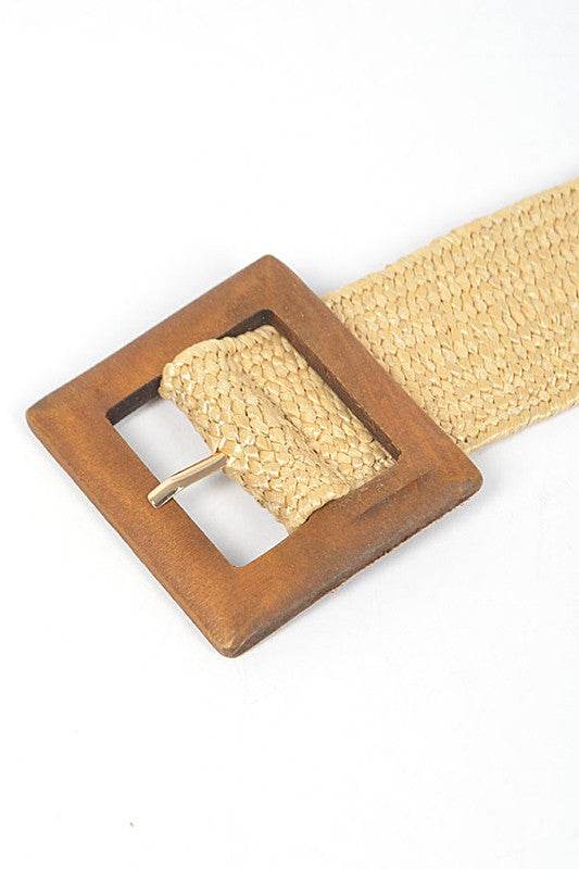 Wooden Buckle Elastic Faux Straw Fashion Belt - Shop Style & More | Fresh Looks, Everyday Deals & Free Shipping