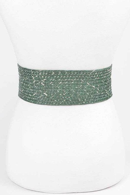 Bamboo Square Buckle Faux Straw Elastic Belt - Shop Style & More | Fresh Looks, Everyday Deals & Free Shipping