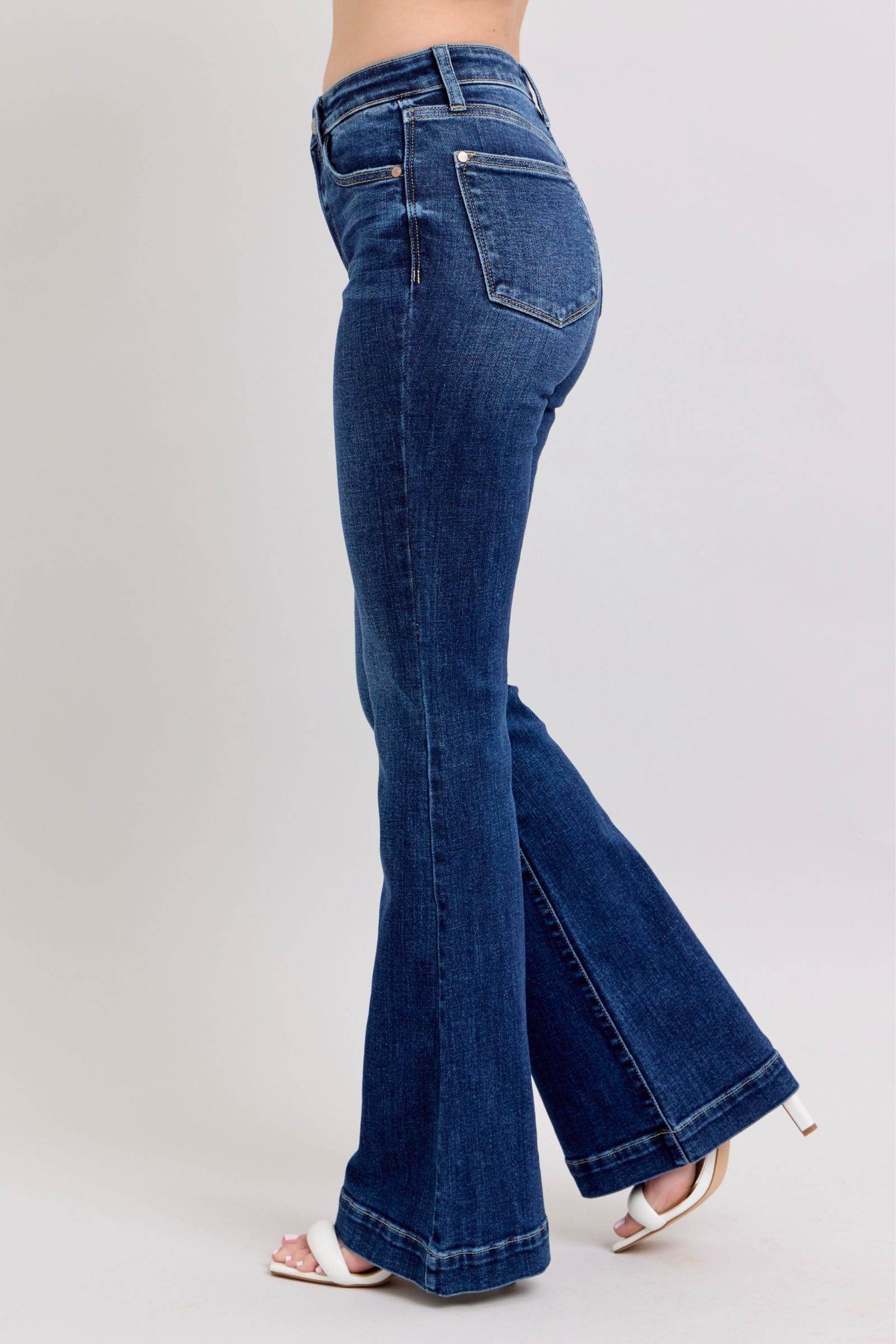 Judy Blue Full Size High Rise Flare Jeans with Pockets Plus Size - Shop Style & More | Fresh Looks, Everyday Deals & Free Shipping