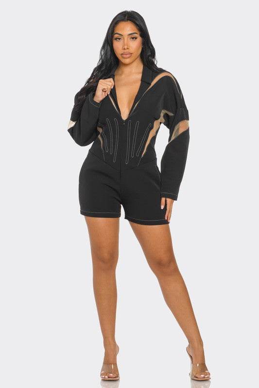 Chic Mesh-Panelled Black Romper - Shop Style & More | Fresh Looks, Everyday Deals & Free Shipping