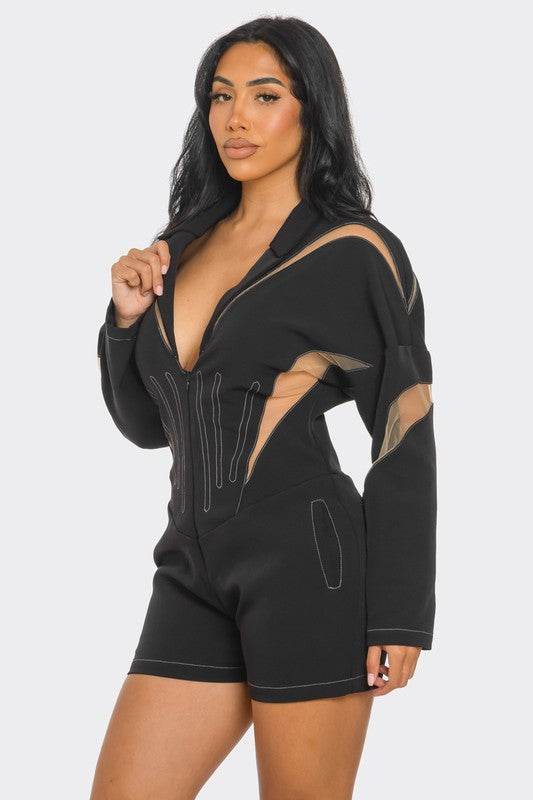 Chic Mesh-Panelled Black Romper - Shop Style & More | Fresh Looks, Everyday Deals & Free Shipping