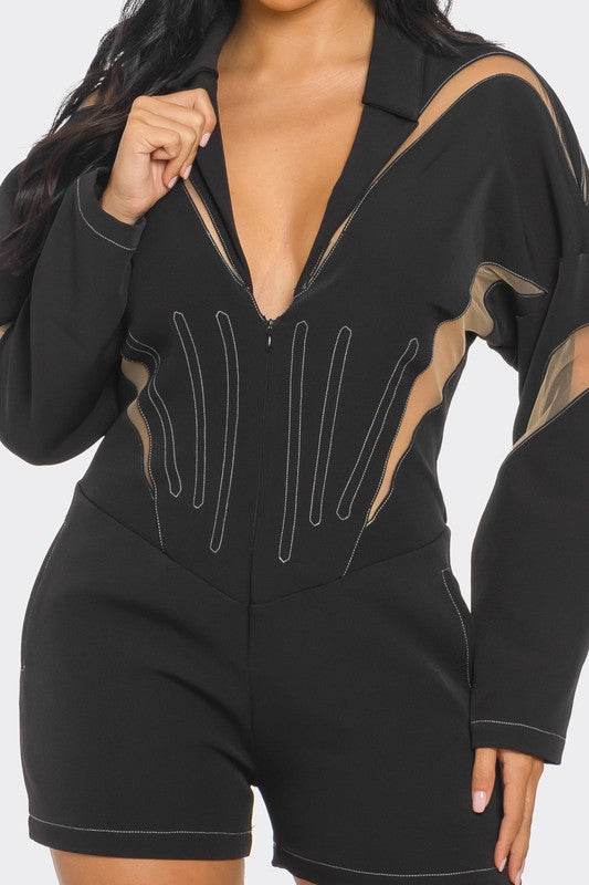 Chic Mesh-Panelled Black Romper - Shop Style & More | Fresh Looks, Everyday Deals & Free Shipping