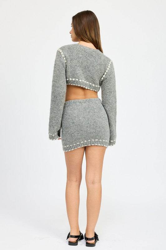 KNIT MINI SKIRT WITH CONTRASTED STITCHING - Shop Style & More | Fresh Looks, Everyday Deals & Free Shipping
