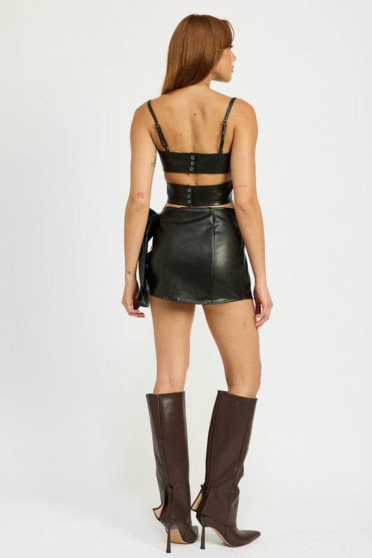 LEATHER MINI SKIRT WITH BOW DETAIL - Shop Style & More | Fresh Looks, Everyday Deals & Free Shipping