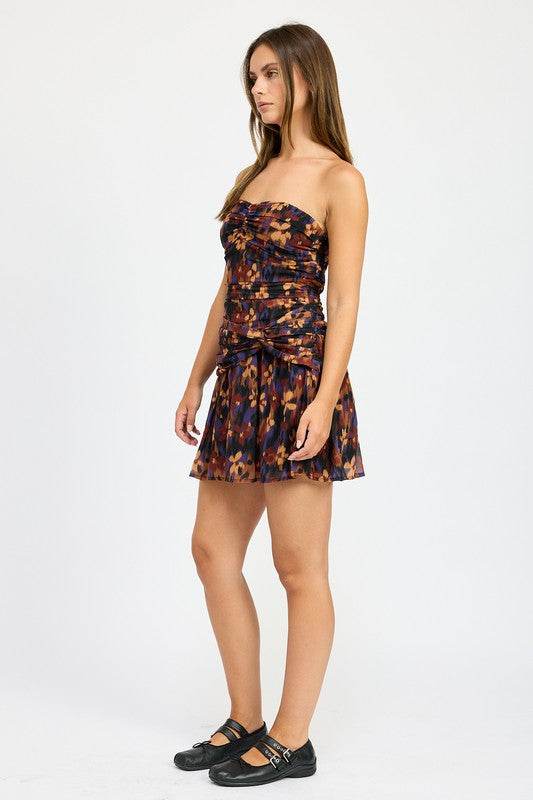 FLORAL RUCHED MINI DRESS - Shop Style & More | Fresh Looks, Everyday Deals & Free Shipping