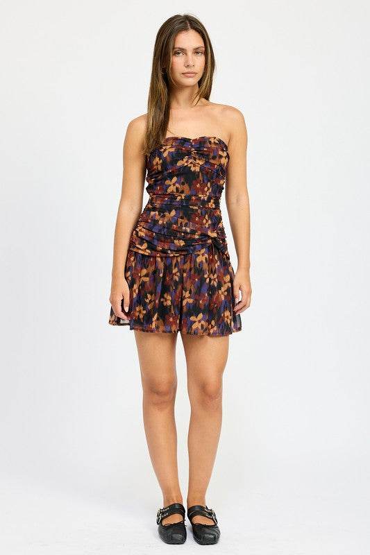 FLORAL RUCHED MINI DRESS - Shop Style & More | Fresh Looks, Everyday Deals & Free Shipping
