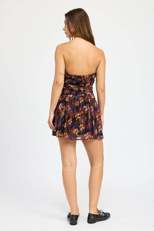 FLORAL RUCHED MINI DRESS - Shop Style & More | Fresh Looks, Everyday Deals & Free Shipping