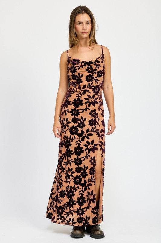 FLORAL PRINT COWL NECK MAXI DRESS - Shop Style & More | Fresh Looks, Everyday Deals & Free Shipping