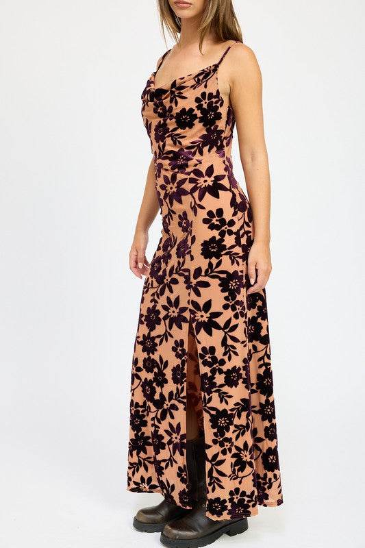 FLORAL PRINT COWL NECK MAXI DRESS - Shop Style & More | Fresh Looks, Everyday Deals & Free Shipping