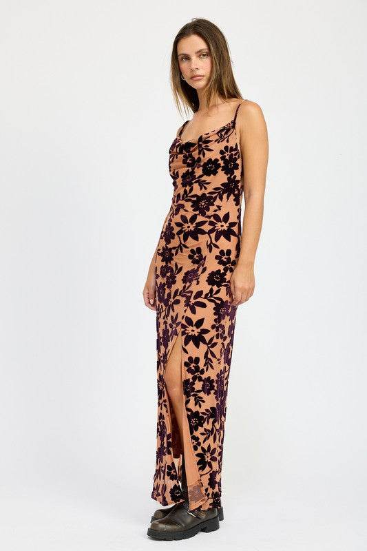 FLORAL PRINT COWL NECK MAXI DRESS - Shop Style & More | Fresh Looks, Everyday Deals & Free Shipping