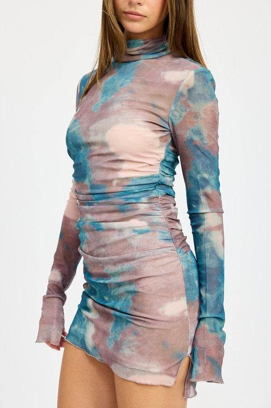 MOCK NECK RUCHED MINI DRESS - Shop Style & More | Fresh Looks, Everyday Deals & Free Shipping