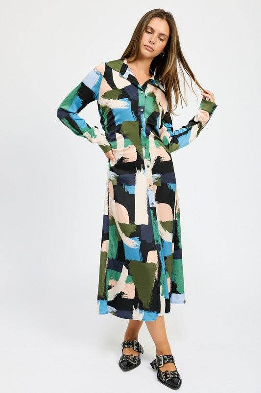 LONG SLEEVE RUCHED SHIRT DRESS - Shop Style & More | Fresh Looks, Everyday Deals & Free Shipping
