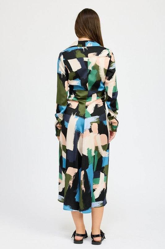 LONG SLEEVE RUCHED SHIRT DRESS - Shop Style & More | Fresh Looks, Everyday Deals & Free Shipping