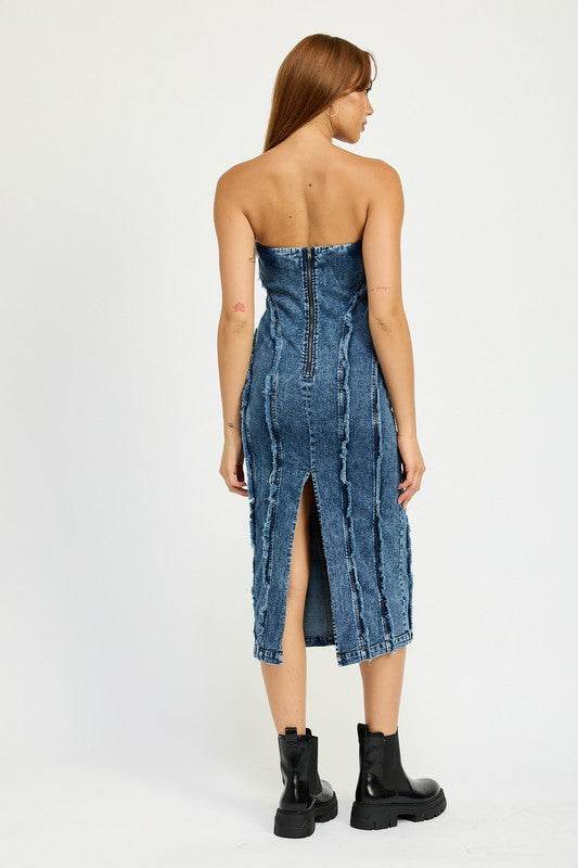 TUBE FRAYED SEAM MIDI DRESS - Shop Style & More | Fresh Looks, Everyday Deals & Free Shipping