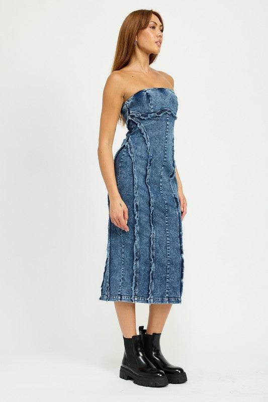TUBE FRAYED SEAM MIDI DRESS - Shop Style & More | Fresh Looks, Everyday Deals & Free Shipping