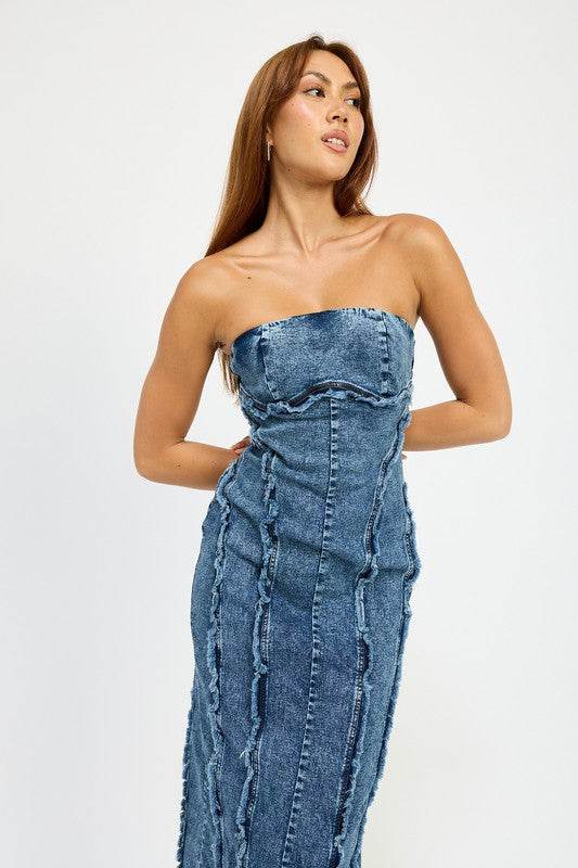 TUBE FRAYED SEAM MIDI DRESS - Shop Style & More | Fresh Looks, Everyday Deals & Free Shipping
