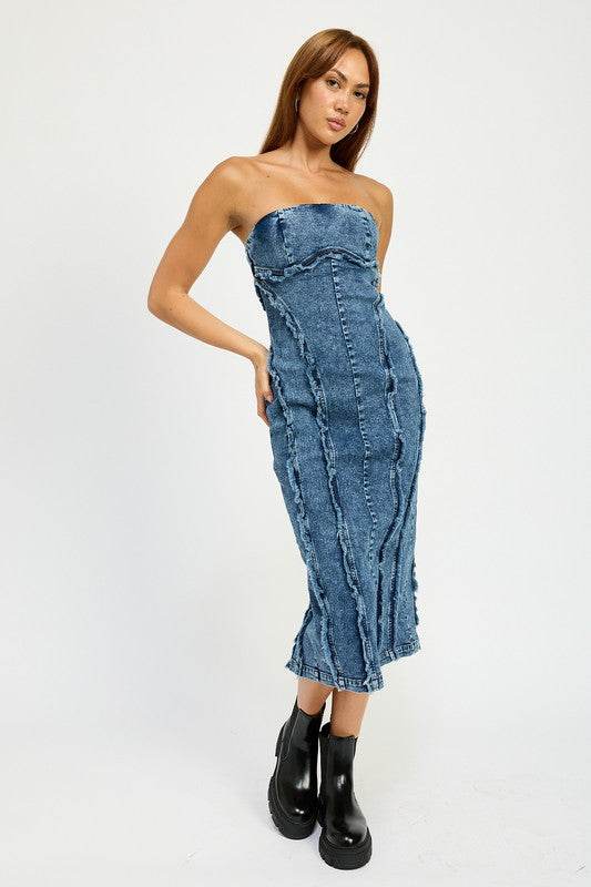 TUBE FRAYED SEAM MIDI DRESS - Shop Style & More | Fresh Looks, Everyday Deals & Free Shipping