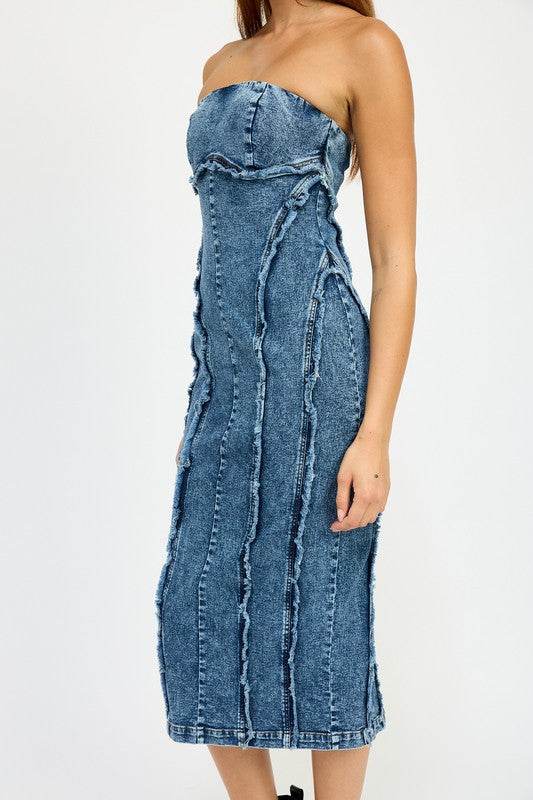 TUBE FRAYED SEAM MIDI DRESS - Shop Style & More | Fresh Looks, Everyday Deals & Free Shipping