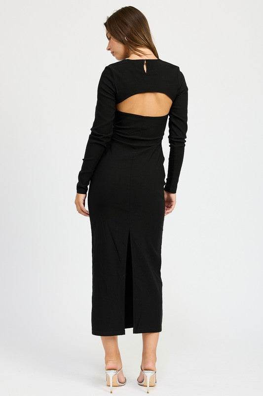 LONG SLEEVE CUTOUT MIDI DRESS - Shop Style & More | Fresh Looks, Everyday Deals & Free Shipping