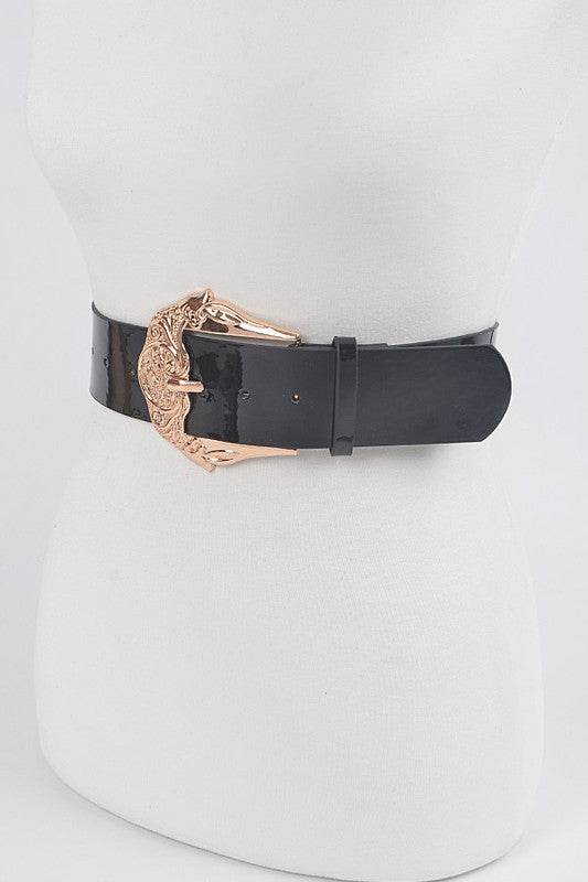 Motif Embossed Buckle Patent Faux Leather Belt - Shop Style & More | Fresh Looks, Everyday Deals & Free Shipping