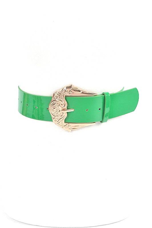 Motif Embossed Buckle Patent Faux Leather Belt - Shop Style & More | Fresh Looks, Everyday Deals & Free Shipping