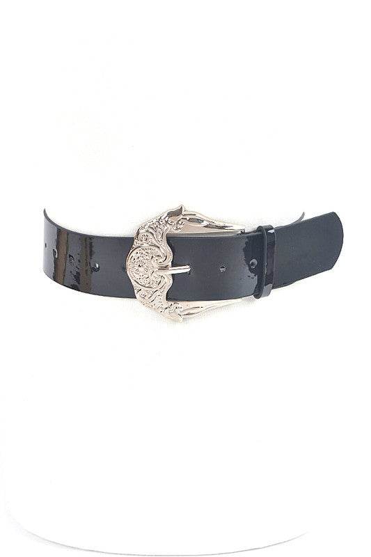 Motif Embossed Buckle Patent Faux Leather Belt - Shop Style & More | Fresh Looks, Everyday Deals & Free Shipping