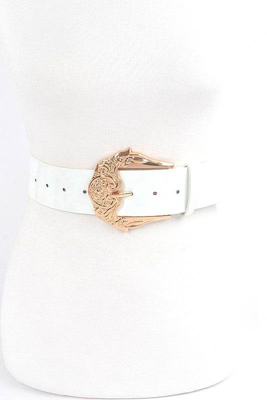 Motif Embossed Buckle Patent Faux Leather Belt - Shop Style & More | Fresh Looks, Everyday Deals & Free Shipping